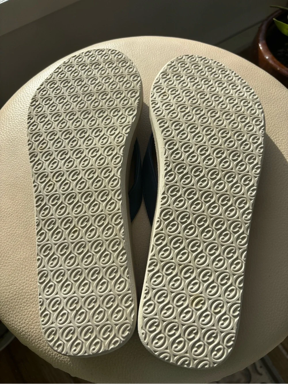 Cobian   Women Navy and Tan Flip Flops